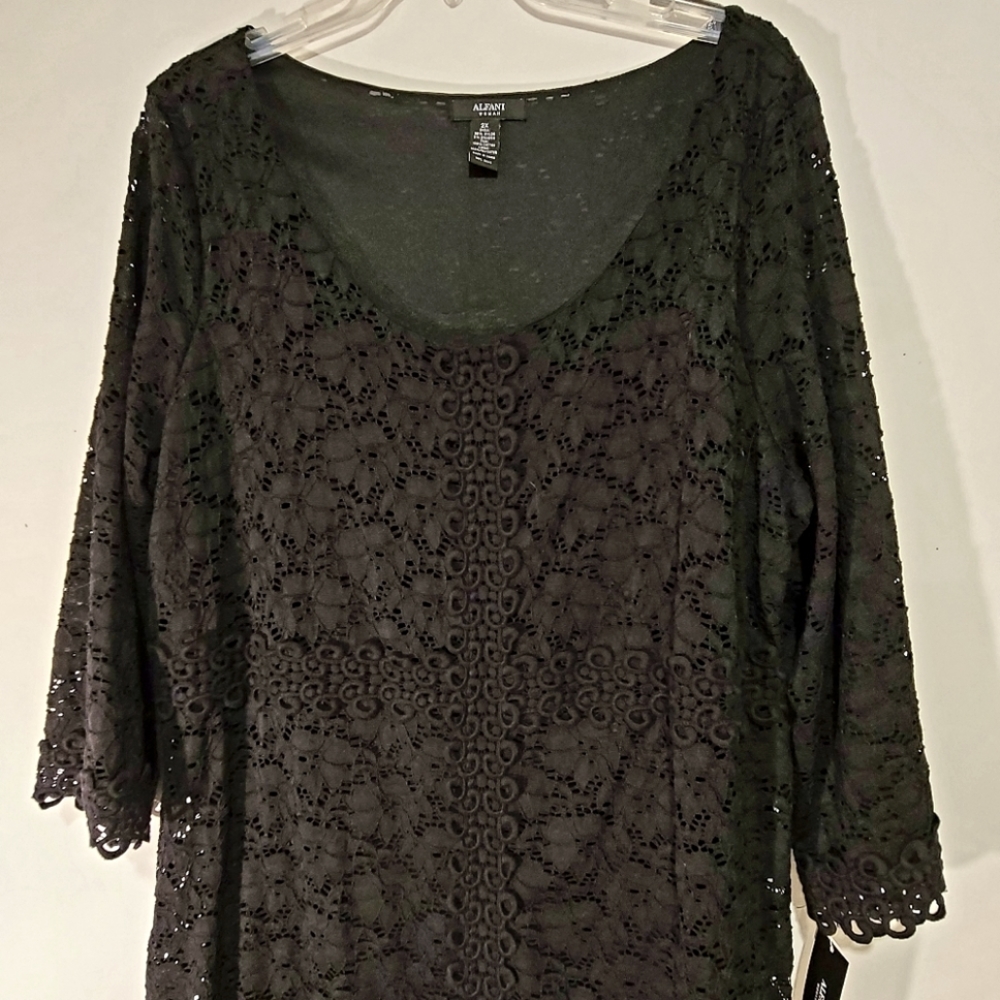 Alfani Black Stretch Lace Dress 2X NWT